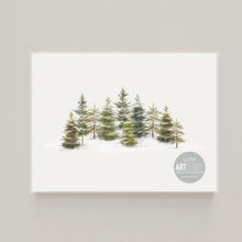 Load image into Gallery viewer, Snowy Pine Tree Line Art Print