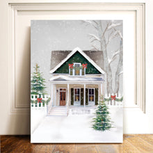 Load image into Gallery viewer, Green Christmas House Art Print