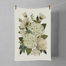 Load image into Gallery viewer, White Hydrangeas Linen Cotton Tea Towel
