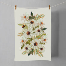 Load image into Gallery viewer, Daisies and Honey Bees Linen Cotton Tea Towel