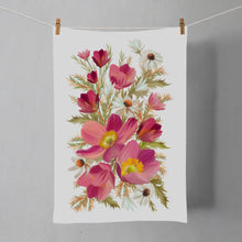 Load image into Gallery viewer, Pink Anemone Linen Cotton Tea Towel