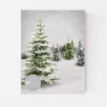 Load image into Gallery viewer, Snowy Evergreen Landscape Art Print