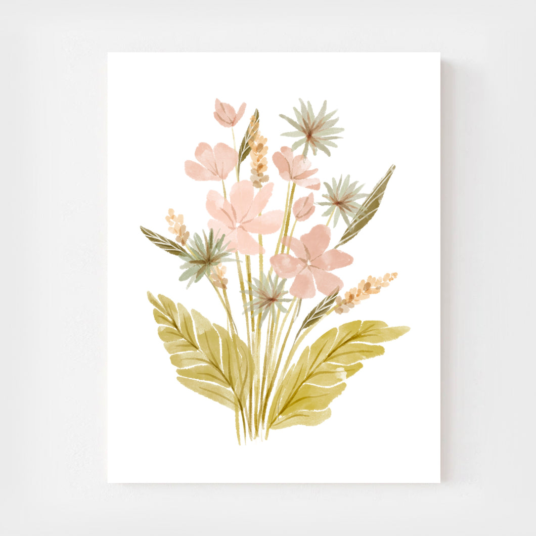 Boho Flower Art Print - Pink