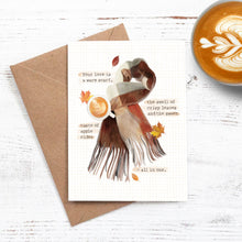Load image into Gallery viewer, Fall scarf love notecard