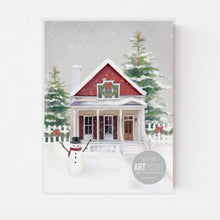 Load image into Gallery viewer, Red Christmas House Art Print