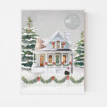 Load image into Gallery viewer, Winter Christmas House Art Print