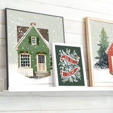 Load image into Gallery viewer, Green Christmas House Art Print