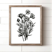 Load image into Gallery viewer, Black and White Pen and Ink Daisy Art Print