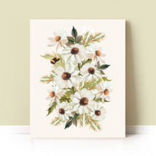 Load image into Gallery viewer, Daises and Honey Bees Art Print