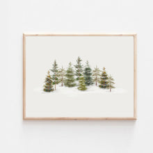 Load image into Gallery viewer, Snowy Pine Tree Line Art Print
