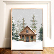 Load image into Gallery viewer, Rustic Winter Cabin Art Print
