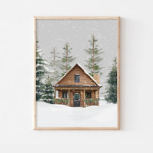 Load image into Gallery viewer, Rustic Winter Cabin Art Print
