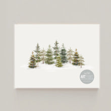 Load image into Gallery viewer, Snowy Pine Tree Line Art Print
