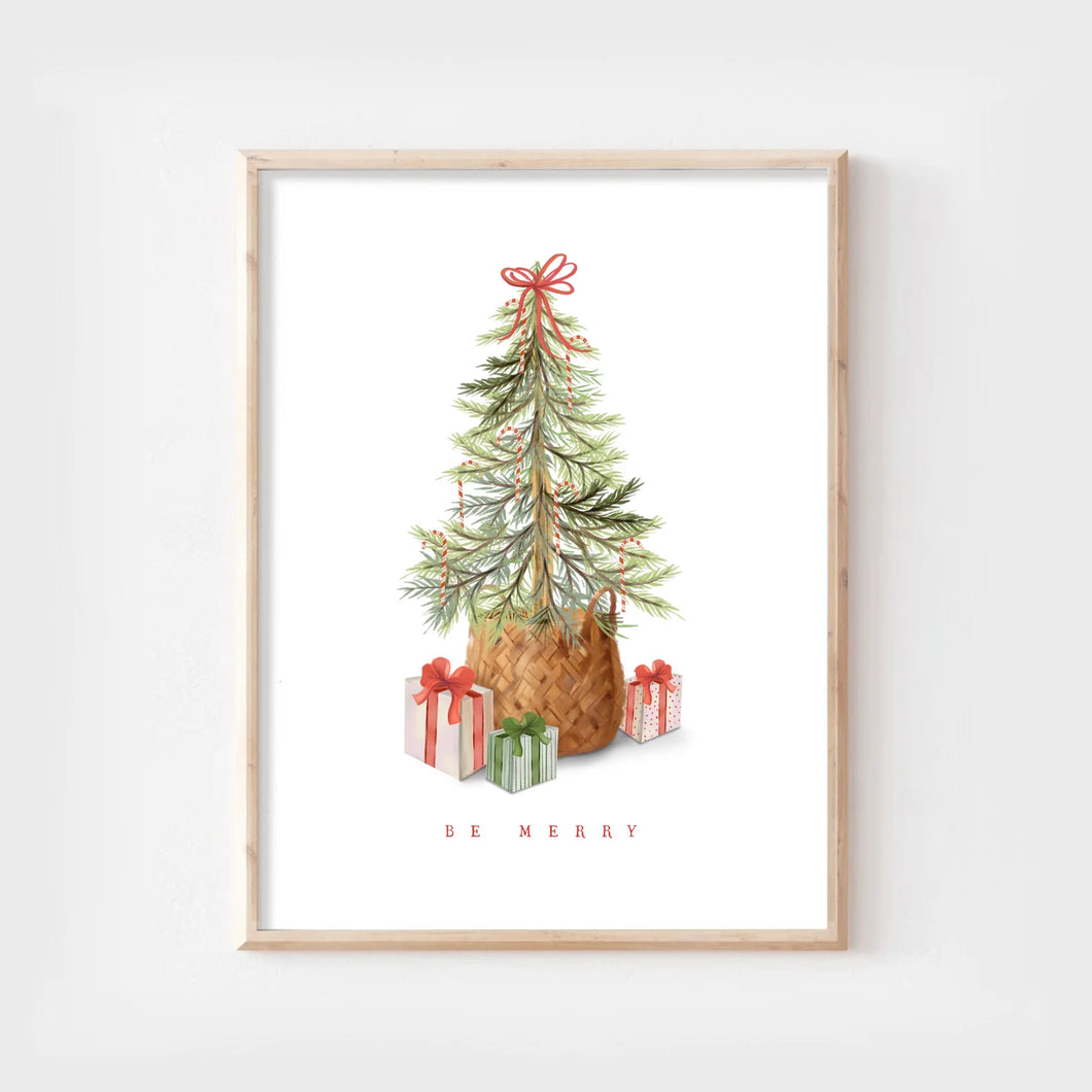 Be Merry Christmas Tree Art Print