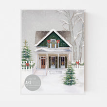 Load image into Gallery viewer, Green Christmas House Art Print
