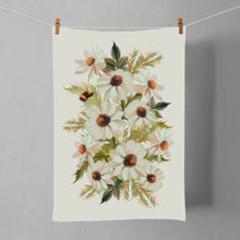 Load image into Gallery viewer, Daisies and Honey Bees Linen Cotton Tea Towel

