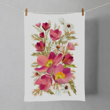 Load image into Gallery viewer, Pink Anemone Linen Cotton Tea Towel
