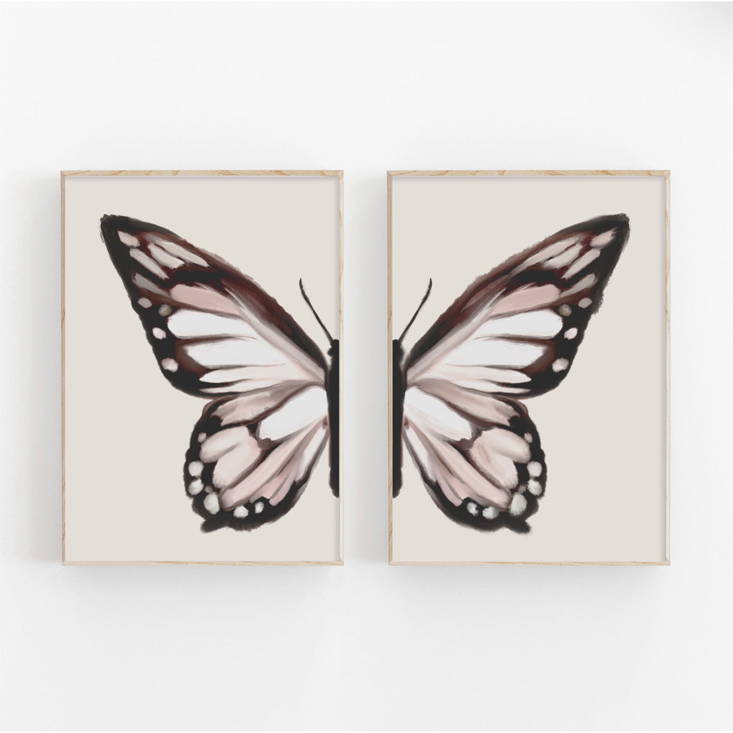 Boho Butterfly Wing Art Print Set