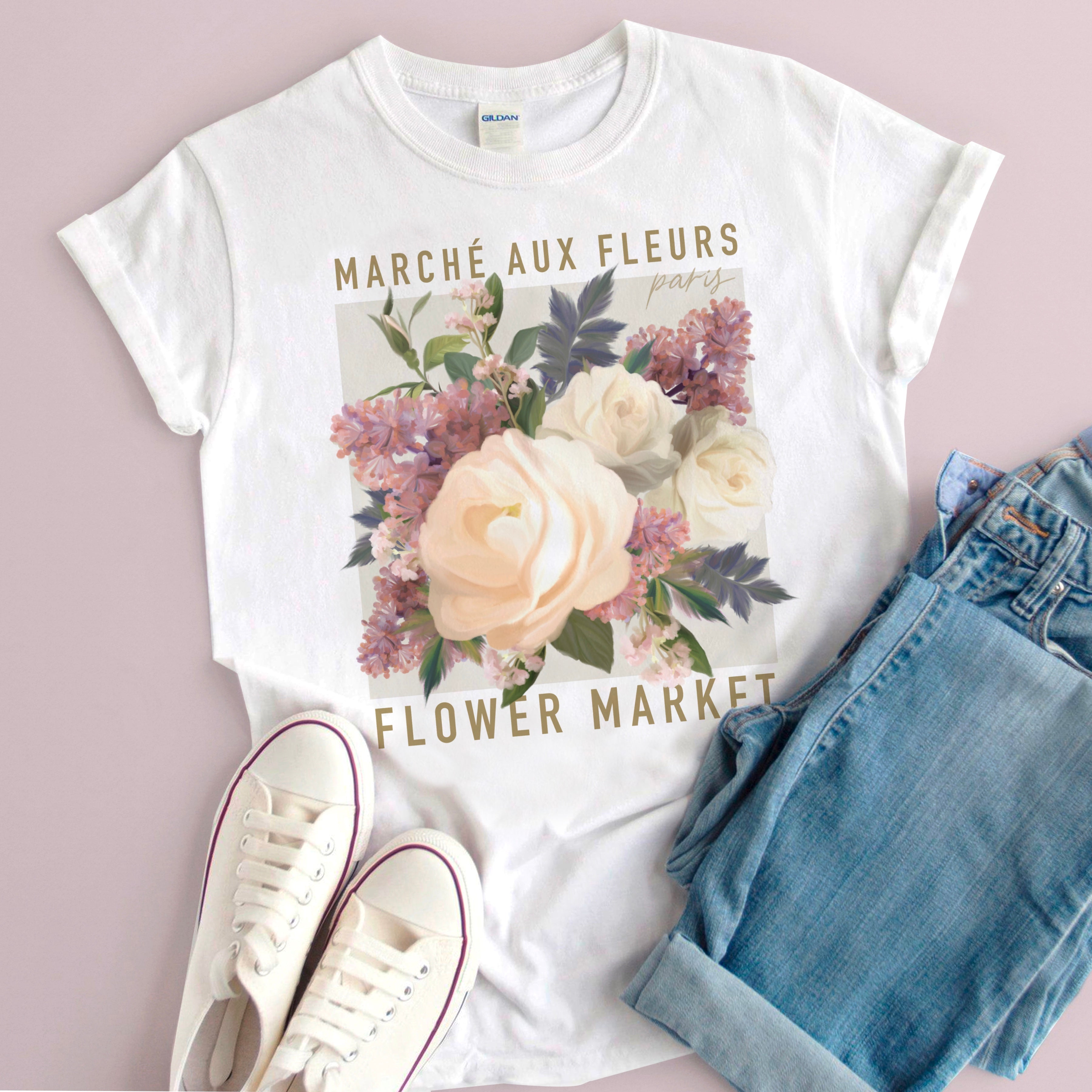 March Aux Fleurs Flower Market T shirt