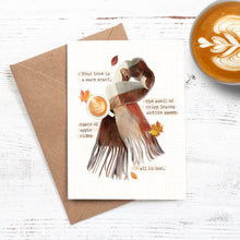 Load image into Gallery viewer, Fall scarf love  notecard
