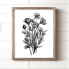 Load image into Gallery viewer, Black and White Pen and Ink Daisy Art Print
