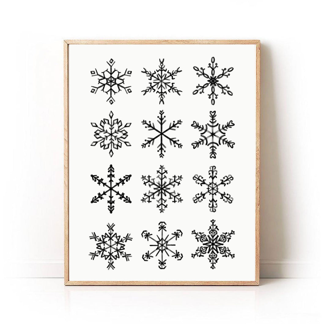 White Snowflakes Art Print